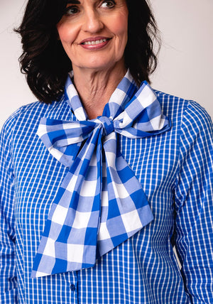 Serafina Collection One Size Checked Gingham Shirt, Dark Blue