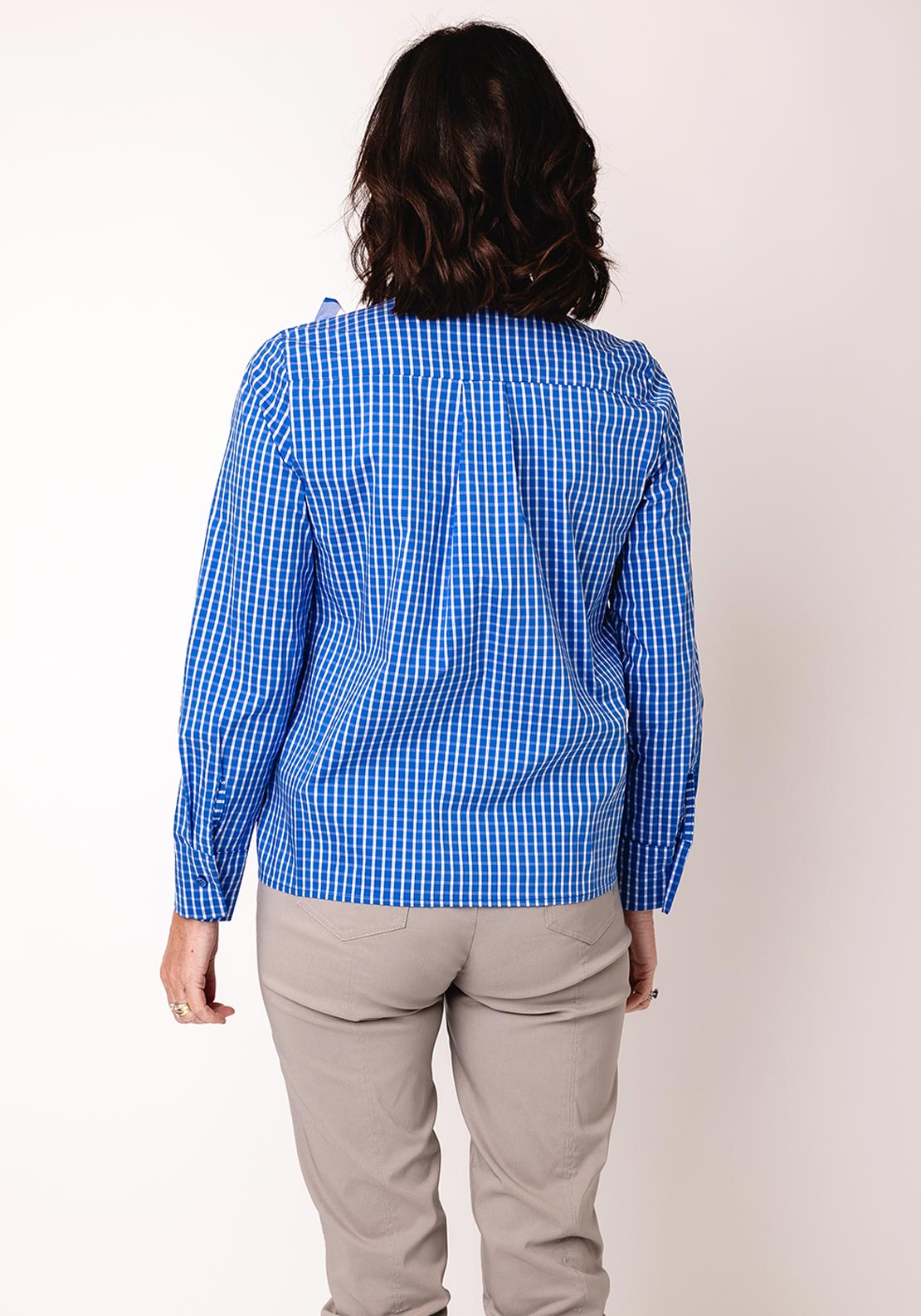 Serafina Collection One Size Checked Gingham Shirt, Dark Blue