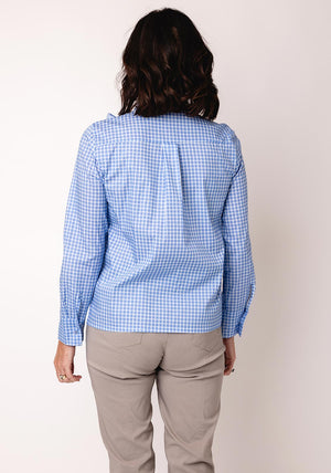 Serafina Collection One Size Checked Gingham Shirt, Light Blue