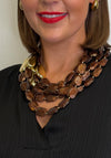 Serafina Collection Faceted Resin with Teardrop Accent Layered Necklace, Brown Multi
