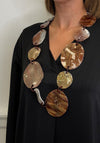 Serafina Collection Marbled Resin Disc Necklace, Beige Multi
