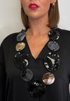 Serafina Collection Marbled Resin Disc Necklace, Black Multi