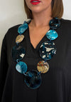 Serafina Collection Marbled Resin Disc Necklace, Blue Multi
