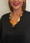 Serafina Collection Resin with Marbled Accent Necklace, Beige Multi