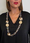 Serafina Collection Marebled Resin Chain Disc Necklace, Beige Multi