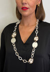 Serafina Collection Marebled Resin Chain Disc Necklace, Cream Multi