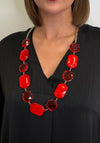 Serafina Collection Chained with Resin Discs Necklace, Red