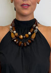 Serafina Collection Assorted Shape Resin Layered Necklace, Brown Multi