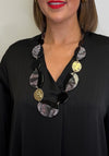 Serafina Collection Assorted Marbled Resin Disc Necklace, Black