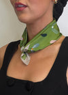 Serafina Collection Botanical Print with Pearl Detail Scarf, Green Multi