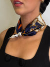 Serafina Collection Chain Print with Pearl Detail Scarf, Navy Multi