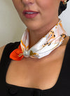 Serafina Collection Botanical Print with Pearl Detail Scarf, Orange Multi