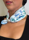 Serafina Collection Cotton-Blend Love Heart Print Scarf, Blue Multi