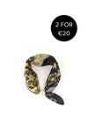 Serafina Baroque Print Pearl Magnetic Neck Scarf, Black