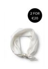 Serafina Satin Pearl Magnetic Neck Scarf, Off White