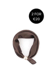 Serafina Satin Pearl Magnetic Neck Scarf, Brown