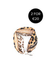 Serafina Collection Leopard Stripe Pearl Magnetic Neck Scarf, Brown