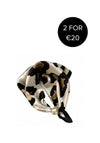 Serafina Leopard Print Pearl Magnetic Neck Scarf, Cream Multi