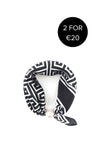 Serafina Geometric Print Pearl Magnetic Neck Scarf, Black