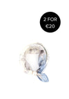 Serafina Floral Print Pearl Magnetic Neck Scarf, Blue & Cream