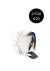 Serafina Chain Print Pearl Magnetic Neck Scarf, Navy
