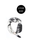 Serafina Floral Bee Print Magnetic Neck Scarf, Black & White