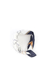 Serafina Chain Print Pearl Magnetic Neck Scarf, Navy