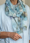 Serafina Metallic Floral Lightweight Scarf, Blue