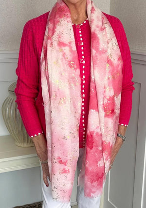 Serafina Gold Fleck Ombre Scarf, Pink