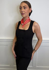 Serafina Collection Polka Dot with Pearl Detail Scarf, Red Multi