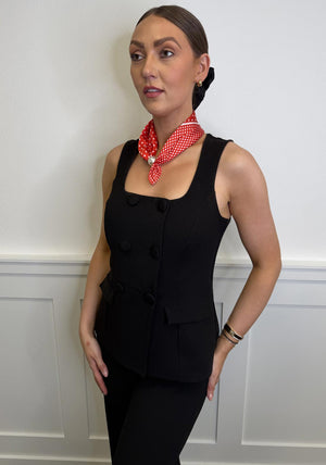 Serafina Collection Polka Dot with Pearl Detail Scarf, Red Multi