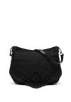 Zen Collection Faux Suede Flap Over Crossbody Bag, Black