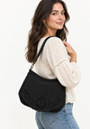 Zen Collection Faux Suede Flap Over Crossbody Bag, Black