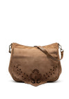 Zen Collection Faux Suede Flap Over Crossbody Bag, Beige