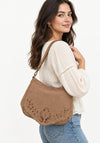 Zen Collection Faux Suede Flap Over Crossbody Bag, Beige