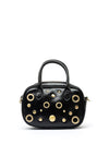 Zen Collection Faux Leather Stud Mini Crossbody Bag, Black