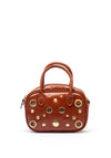 Zen Collection Faux Leather Stud Mini Crossbody Bag, Tan