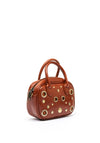 Zen Collection Faux Leather Stud Mini Crossbody Bag, Tan