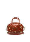 Zen Collection Faux Leather Stud Mini Crossbody Bag, Tan