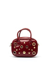 Zen Collection Faux Leather Stud Mini Crossbody Bag, Wine