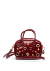Zen Collection Faux Leather Stud Mini Crossbody Bag, Wine