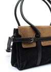Zen Collection Faux Leather Colour Block Shoulder Bag, Black