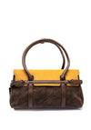 Zen Collection Faux Leather Colour Block Shoulder Bag, Brown & Mustard