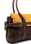 Zen Collection Faux Leather Colour Block Shoulder Bag, Brown & Mustard