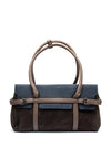 Zen Collection Faux Leather Colour Block Shoulder Bag, Brown & Navy