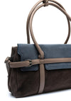 Zen Collection Faux Leather Colour Block Shoulder Bag, Brown & Navy