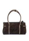 Zen Collection Faux Leather Colour Block Shoulder Bag, Brown & Navy