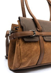 Zen Collection Faux Leather Colour Block Shoulder Bag, Tan
