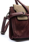 Zen Collection Faux Leather Colour Block Shoulder Bag, Wine