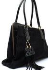 Zen Collection Faux Suede Asymmetrical Grab Bag, Black